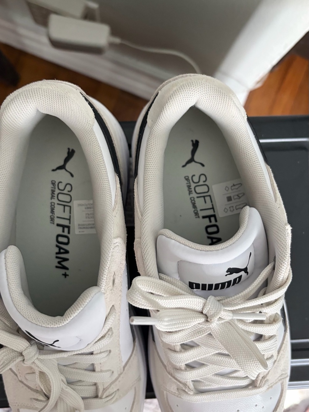 Puma Cream & Black Suede Platform Trainers with Gum Sole - Picture 5 of 8